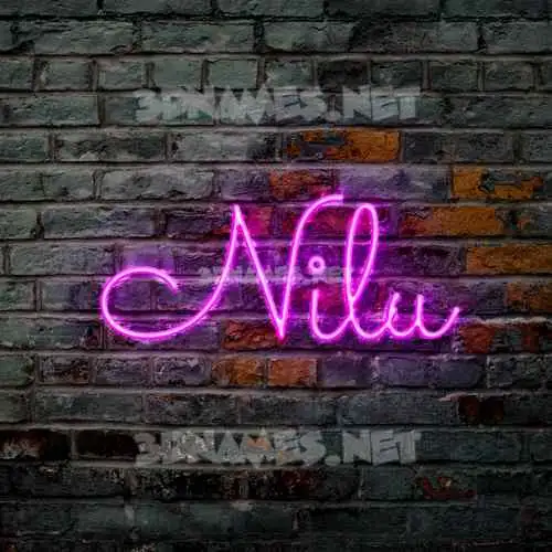 nilu in Pink Neon style - 3D name wallpaper