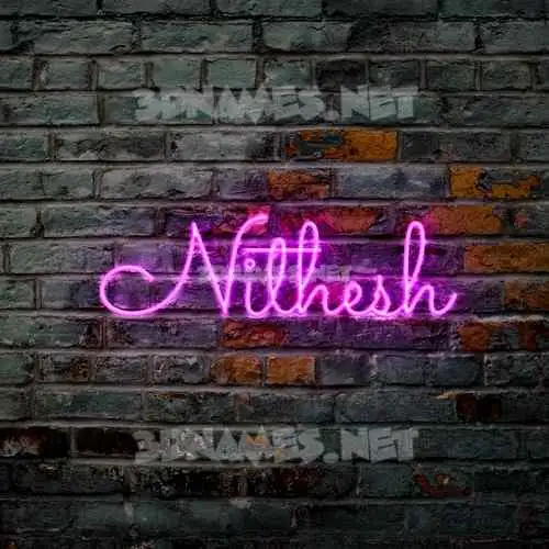 nithesh in Pink Neon style - 3D name wallpaper