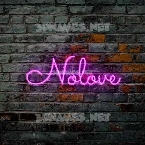 nolove in Pink Neon style - 3D name wallpaper