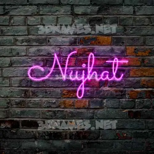nujhat in Pink Neon style - 3D name wallpaper