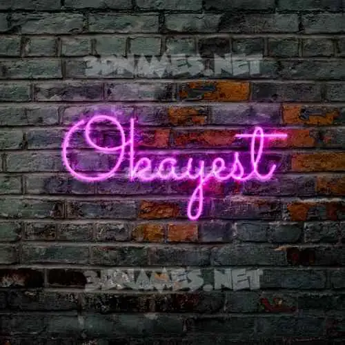 okayest in Pink Neon style - 3D name wallpaper
