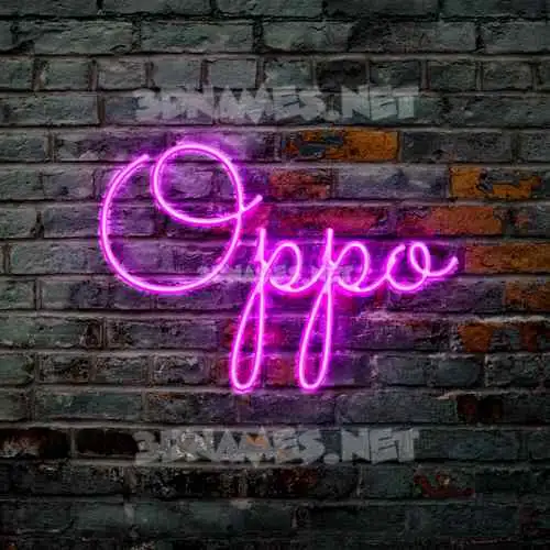 oppo in Pink Neon style - 3D name wallpaper