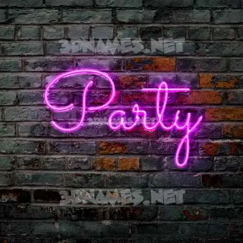 party in Pink Neon style - 3D name wallpaper
