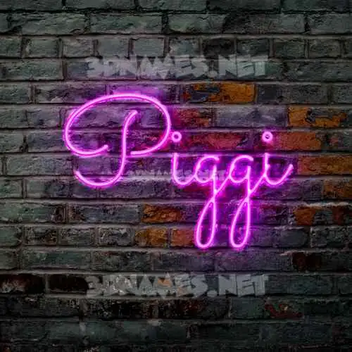 piggi in Pink Neon style - 3D name wallpaper