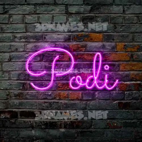 podi in Pink Neon style - 3D name wallpaper