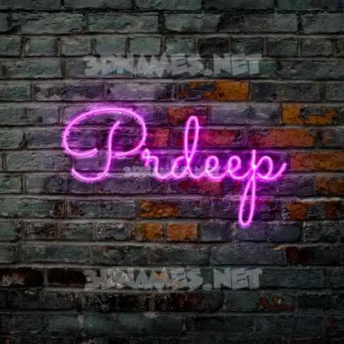prdeep in Pink Neon style - 3D name wallpaper