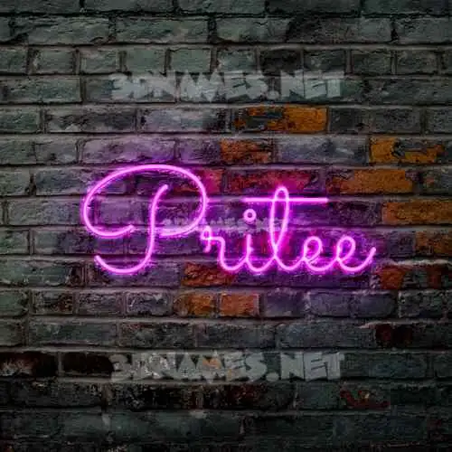 pritee in Pink Neon style - 3D name wallpaper