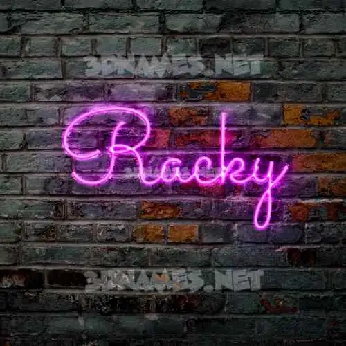 racky in Pink Neon style - 3D name wallpaper