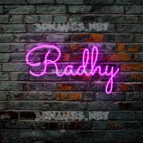 radhy in Pink Neon style - 3D name wallpaper
