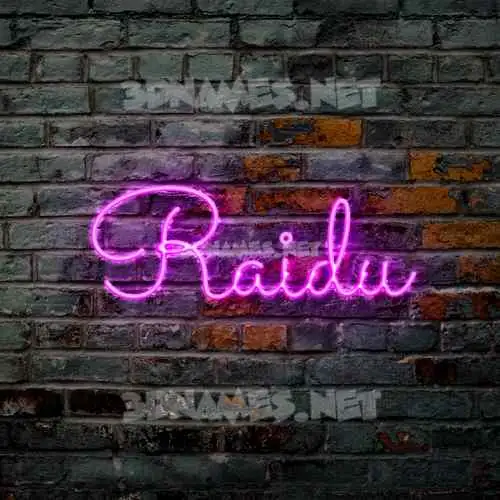 raidu in Pink Neon style - 3D name wallpaper