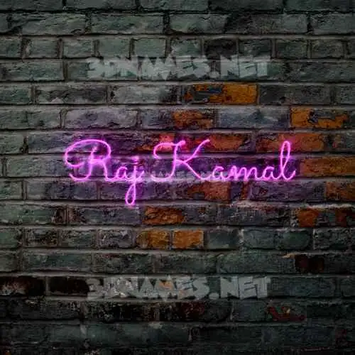 raj kamal in Pink Neon style - 3D name wallpaper
