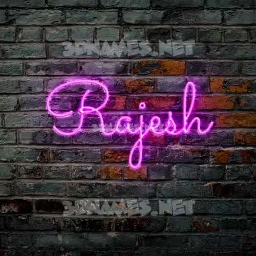 rajesh in Pink Neon style - 3D name wallpaper