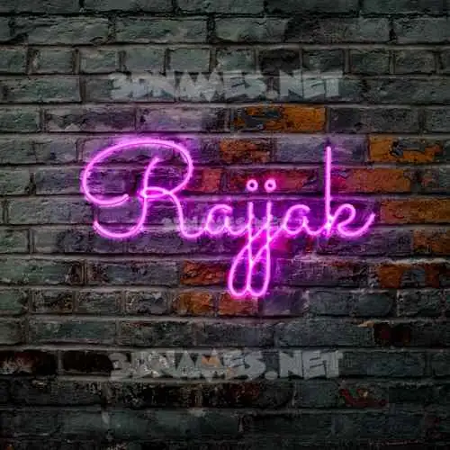rajjak in Pink Neon style - 3D name wallpaper