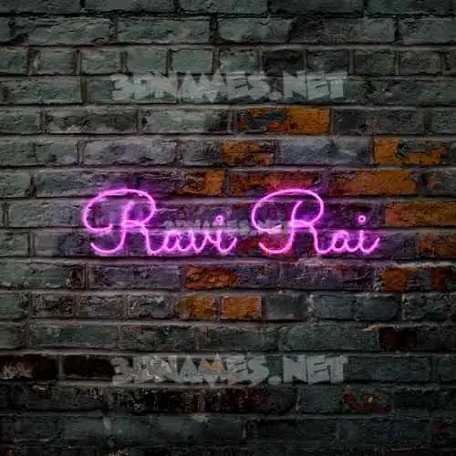ravi rai in Pink Neon style - 3D name wallpaper