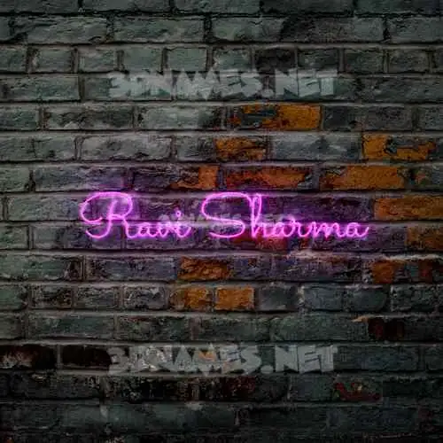 ravi sharma in Pink Neon style - 3D name wallpaper
