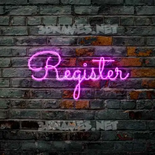 register in Pink Neon style - 3D name wallpaper