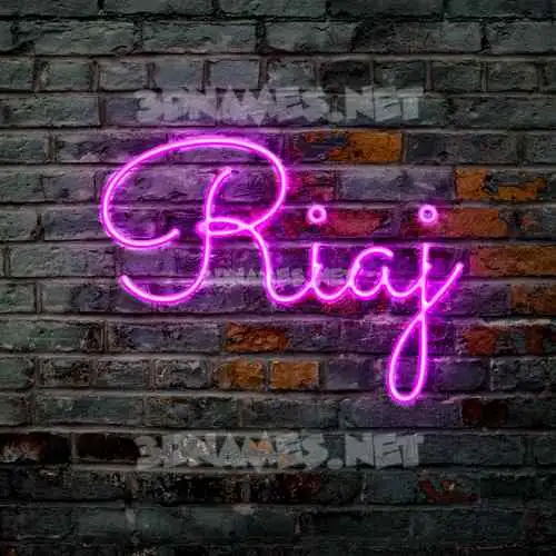 riaj in Pink Neon style - 3D name wallpaper