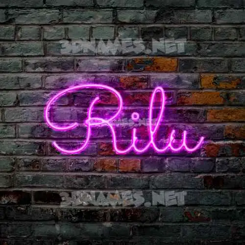 rilu in Pink Neon style - 3D name wallpaper