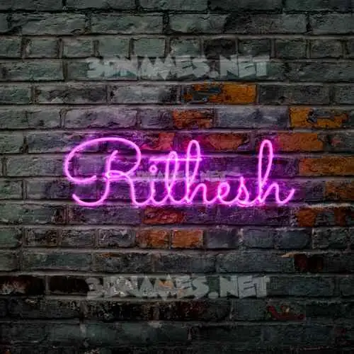 rithesh in Pink Neon style - 3D name wallpaper