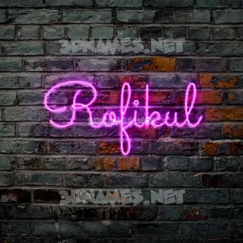 rofikul in Pink Neon style - 3D name wallpaper
