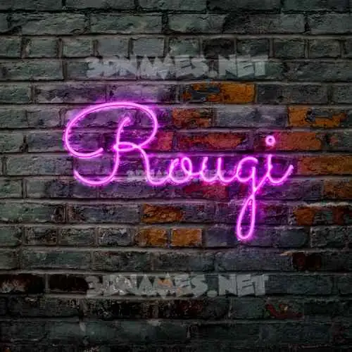 rougi in Pink Neon style - 3D name wallpaper