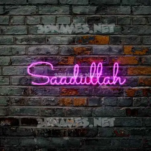 saadullah in Pink Neon style - 3D name wallpaper