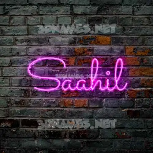 saahil in Pink Neon style - 3D name wallpaper