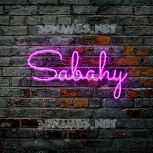 sabahy in Pink Neon style - 3D name wallpaper