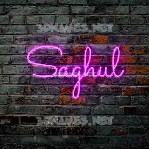 saghul in Pink Neon style - 3D name wallpaper