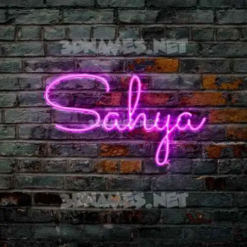 sahya in Pink Neon style - 3D name wallpaper