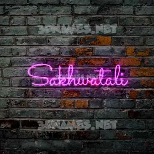 sakhwatali in Pink Neon style - 3D name wallpaper