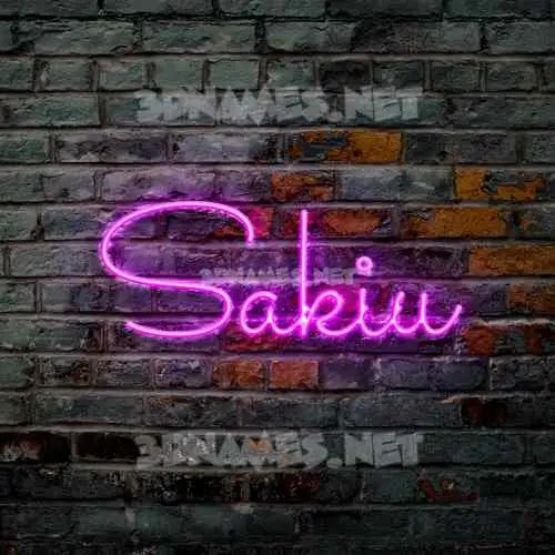 sakiu in Pink Neon style - 3D name wallpaper