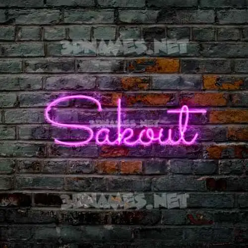 sakout in Pink Neon style - 3D name wallpaper