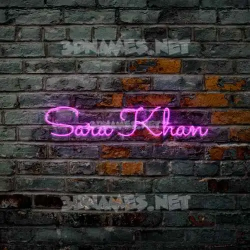 sara khan in Pink Neon style - 3D name wallpaper