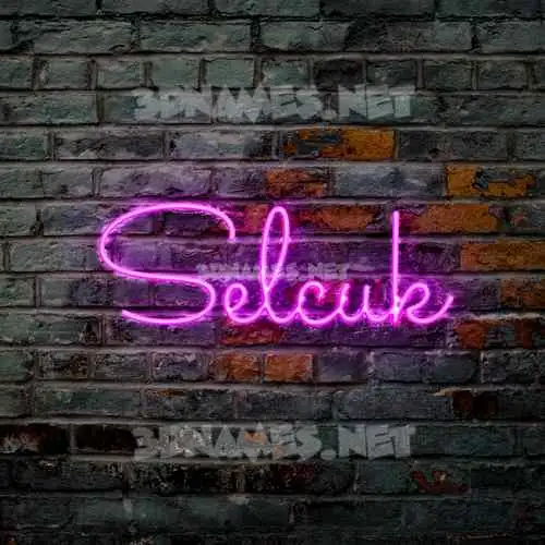 selcuk in Pink Neon style - 3D name wallpaper
