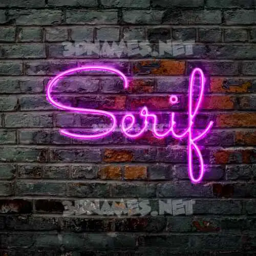 serif in Pink Neon style - 3D name wallpaper