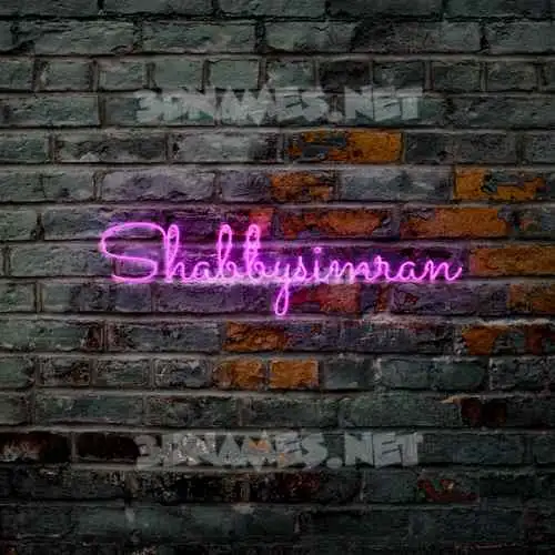shabbysimran in Pink Neon style - 3D name wallpaper