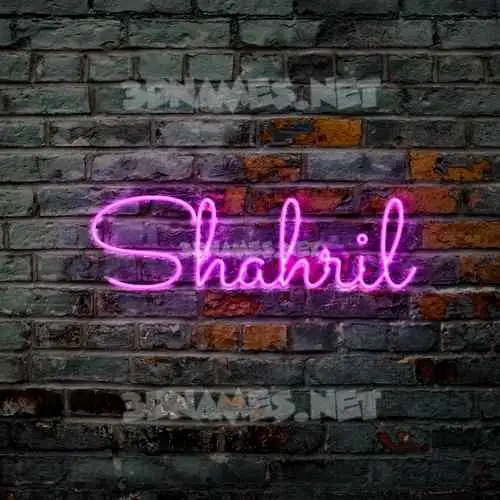 shahril in Pink Neon style - 3D name wallpaper