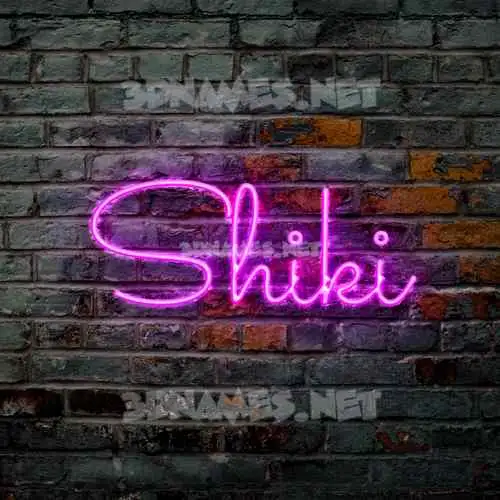 shiki in Pink Neon style - 3D name wallpaper