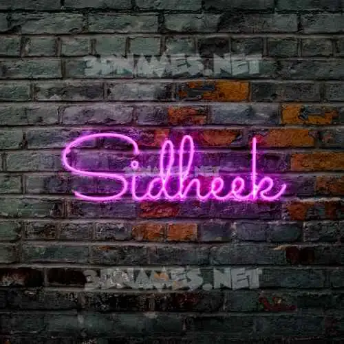 sidheek in Pink Neon style - 3D name wallpaper