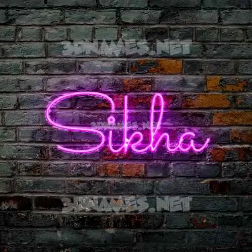 sikha in Pink Neon style - 3D name wallpaper
