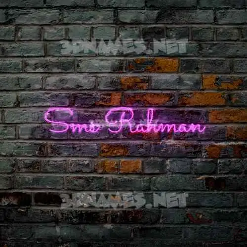 sms rahman in Pink Neon style - 3D name wallpaper