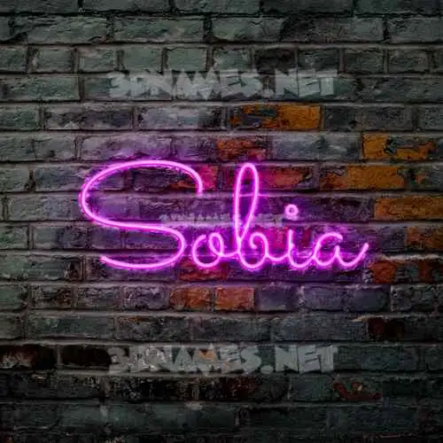 sobia in Pink Neon style - 3D name wallpaper