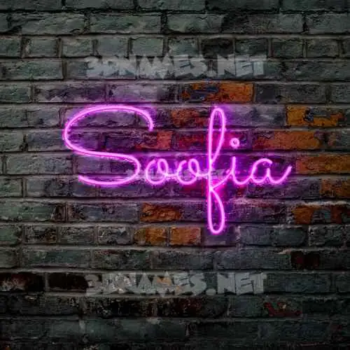 soofia in Pink Neon style - 3D name wallpaper
