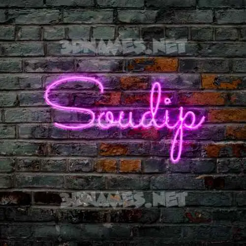 soudip in Pink Neon style - 3D name wallpaper