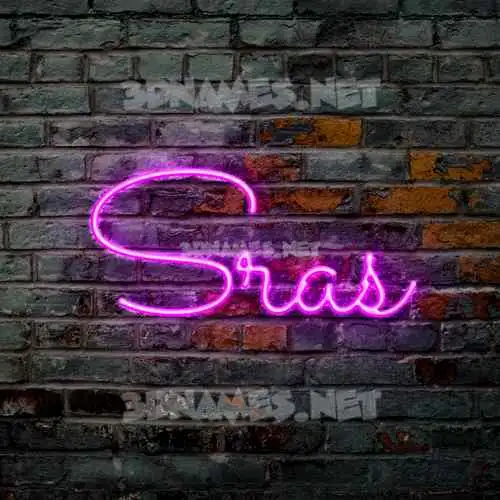 sras in Pink Neon style - 3D name wallpaper