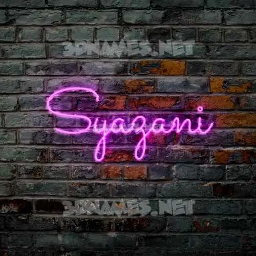 syazani in Pink Neon style - 3D name wallpaper