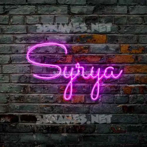 syrya in Pink Neon style - 3D name wallpaper