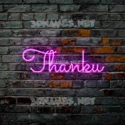 thanku in Pink Neon style - 3D name wallpaper thanku in Pink Neon style - 3D name wallpaper