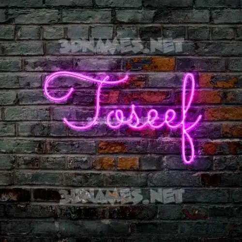 toseef in Pink Neon style - 3D name wallpaper